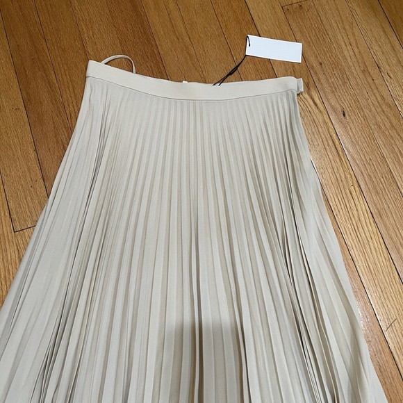 Helmut Lang Pleated Chiffon Midi Skirt Womens Size 2 High Waist  Oyster NEW - Picture 5 of 13